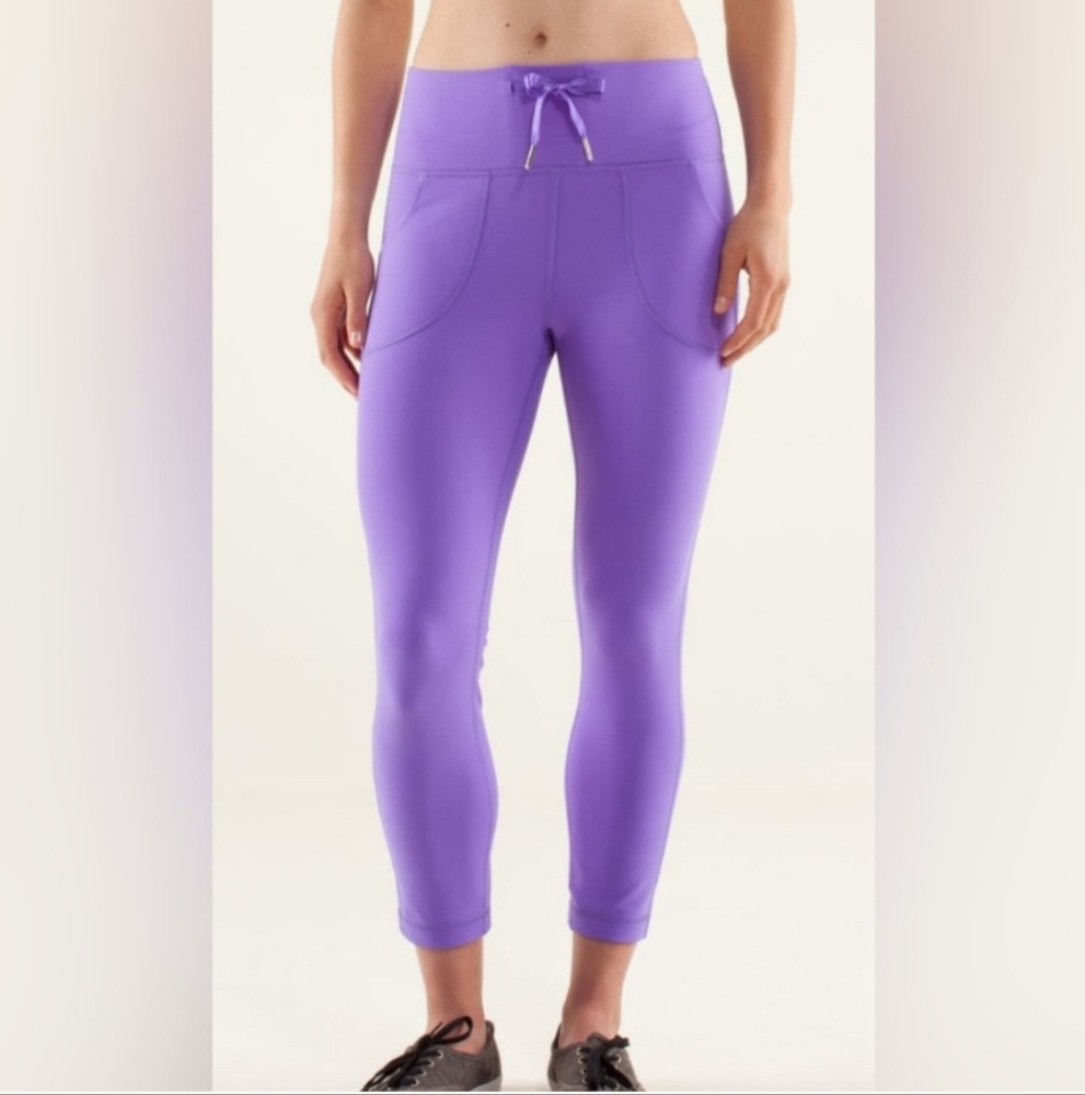 EUC Lululemon "Will Crop" Power Purple High Or Low Waisted Yoga Leggings Rare